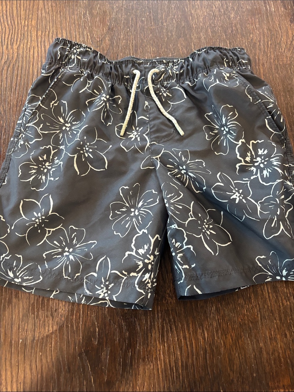 Cat & Jack Navy and White Floral Swim Shorts